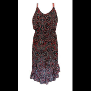 Maurice's Pink Blue Gray Paisley Hi/ Lo Racerback Hi Waist  Midi Dress - X Small